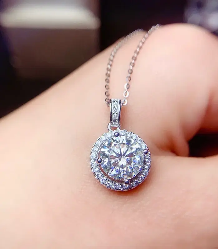 Moda de lujo clásico 1ct GRA Moissanite collar cuadrado Irregular para mujeres encantadoras 925 regalo de joyas de fiesta de plata 2