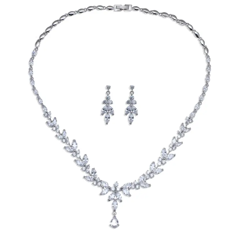 Emmaya-exquisitos conjuntos de joyas para mujer, accesorios de fiesta de boda, pendientes y collar de circonita cúbica, regalo 6