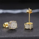 pendientes de tuerca de forma redonda para mujer, piedra CZ brillante pavimentada, Color plata/oro, joyería versátil para las orejas a la moda para todos los días 1 pendientes de tuerca de forma redonda para mujer, piedra CZ brillante pavimentada, Color plata/oro, joyería versátil para las orejas a la moda para todos los días 1