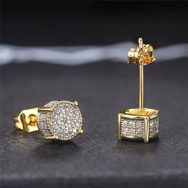 pendientes de tuerca de forma redonda para mujer, piedra CZ brillante pavimentada, Color plata/oro, joyería versátil para las orejas a la moda para todos los días 1 pendientes de tuerca de forma redonda para mujer, piedra CZ brillante pavimentada, Color plata/oro, joyería versátil para las orejas a la moda para todos los días 1