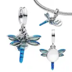 Abalorios de Plata de Ley 925 con Forma de Corazón y Candado para Parejas, Colgante de Esmalte con Insectos, Herradura y Flores, para Pulsera, Regalo Personalizado 5