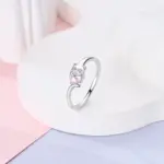 Anillos de circón en forma de corazón rosa para mujer, joyería de compromiso de boda romántica fina, anillos de Color plateado, primavera 925 33
