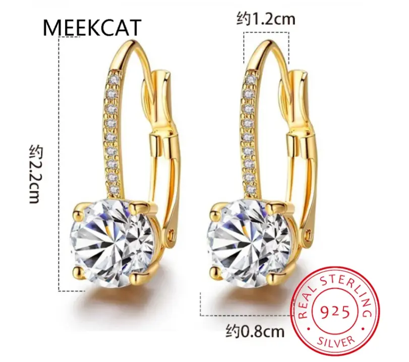 Pendientes de Aro de Oro de 18K con Moissanita de 2 Quilates y Diamantes de Laboratorio de 8mm para Mujer, Joyería Original de Plata 925, Huggies 5