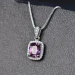 collar con colgante de circonia cúbica geométrica para mujer, temperamento de lujo, tendencia de boda, accesorio para el cuello, joyería de fiesta 4