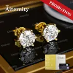 Pendientes de moissanita 100% con certificado GRA para mujer, pendientes con pluma de prueba de diamante, joyería fina de Plata de Ley 925 1