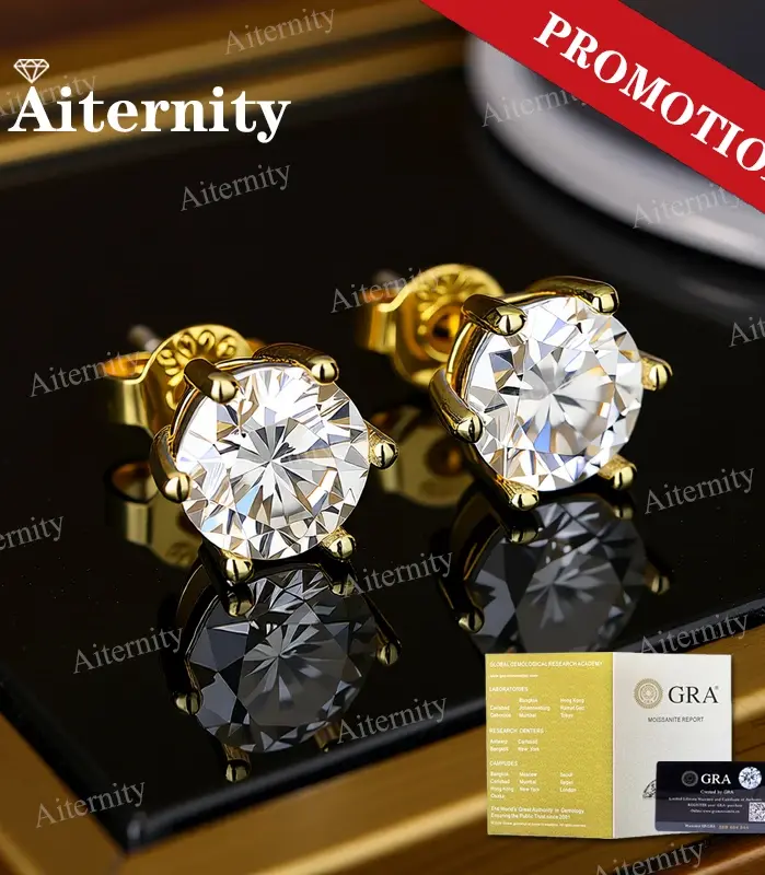 Pendientes de moissanita 100% con certificado GRA para mujer, pendientes con pluma de prueba de diamante, joyería fina de Plata de Ley 925 1