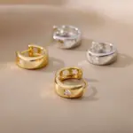 Pendientes de aro de estrella de circón para mujer, aretes redondos de acero inoxidable de Color dorado, joyería de boda de tendencia 2023 3 Pendientes de aro de estrella de circón para mujer, aretes redondos de acero inoxidable de Color dorado, joyería de boda de tendencia 2023 3