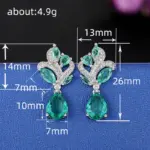 Huitan-pendientes colgantes de circonia cúbica verde para mujer, aretes femeninos de compromiso de boda, accesorios elegantes, regalo elegante 6