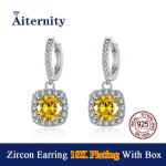 Pendiente cuadrado de circón Color D VVS1 para mujer, pendientes chapados en plata de ley S925 de 18K como brillante como joyería de diamantes 3