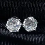 Pendientes de plata de ley 100% 925 de corte redondo, aretes de diamantes de moissanita auténtica púrpura, joyería fina con GRA, 1CT x 2 6
