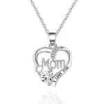 collar con colgante de corazón de Color plateado para mujer, accesorios de circonita brillante para fiesta de aniversario, joyería delicada para regalo del Día de la madre 4