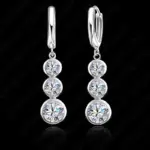 Pendientes colgantes de alta calidad para mujer, Circonia cúbica AAA brillante, joyería de Color plata esterlina 925, alfileres de regalo de compromiso de boda 1