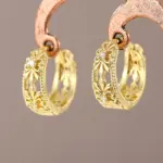 pendientes de aro para mujer, diseño calado, joyería elegante para fiesta de boda, Color plateado/dorado, accesorios CZ con incrustaciones 9