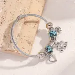 1 pulsera de aleación con colgante de árbol de la vida, elefante, corazón de melocotón, estilo familiar, para viajes al aire libre, banquete, fiesta, regalo de Festival 5