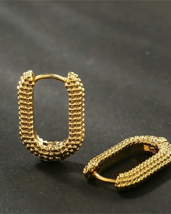 Pendientes simples de aleación cuadrados franceses, pendientes de gota con forma geométrica de Color dorado para mujer, regalo de joyas de fiesta a la moda 1