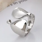925 anillos de plata esterlina para mujer pareja minimalista hecho a mano Simple anillo abierto grande fiesta prevenir alergias joyería regalos de vacaciones 1