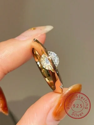 Anillo de Plata de Ley 925 personalizado con forma de planeta alrededor de circón avanzado para mujer, joyería fina diaria de alta calidad para fiesta de boda 1