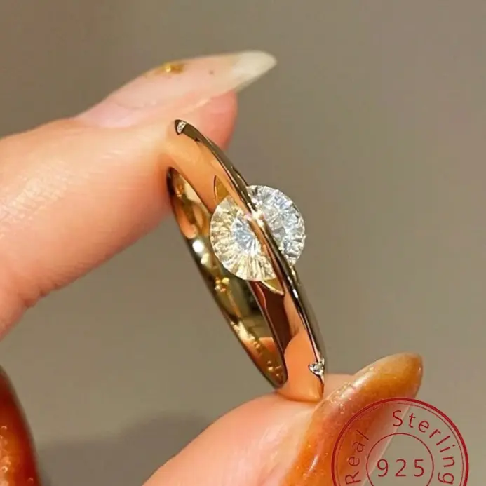 Anillo de Plata de Ley 925 personalizado con forma de planeta alrededor de circón avanzado para mujer, joyería fina diaria de alta calidad para fiesta de boda 1