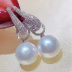 Huitan-pendientes colgantes de perlas de imitación para mujer, joyería elegante de lujo de Color plateado con circonita cúbica ostentosa, tendencia 1