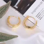 Pendientes de Aro Huecos Color Oro para Mujer, con Circonitas Cúbicas Deslumbrantes, Lujosos y Modernos, Joyería de Declaración 5