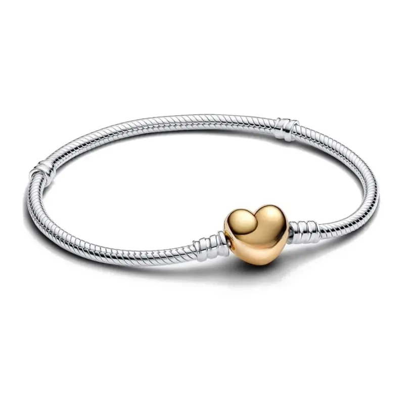 2026 gran oferta moda 17 ~ 20CM plata 925 cadena de serpiente pulseras de corazón de amor se ajustan cuentas originales colgantes dijes DIY joyería regalo 5