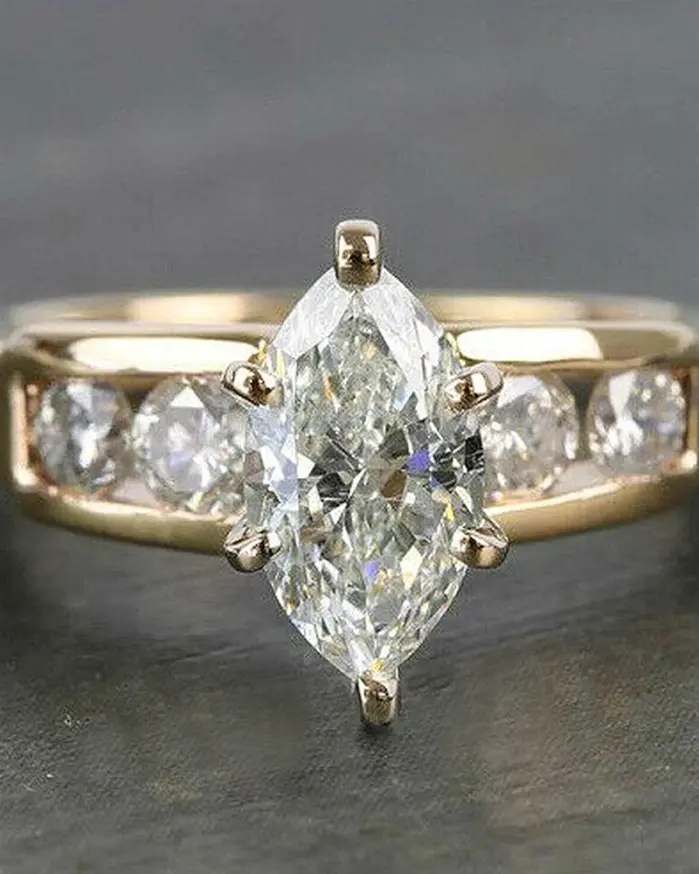 anillos de lujo Marquesa de circonia cúbica de Color dorado para mujer, alianzas de boda a la moda, accesorios femeninos, joyería recién llegada 2