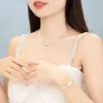 Conjunto de pulsera y collar de bola de Plata de Ley 925 para mujer, conjunto de joyería de cuentas multicapa originales de lujo, joyería exquisita para fiesta 4