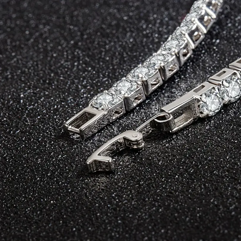 Gran oferta de pulseras de plata de ley S925 con circonita para mujer, joyería de boda de compromiso Simple a la moda, regalos para parejas de 4mm de ancho 5