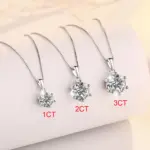 Collar con colgante de moissanita real de 0,5-10 quilates para mujer, collar de diamantes redondos de color D, joyería clásica de plata de ley 925 para novia 3