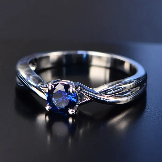 Anillo de plata con piedras preciosas de moissanita y amatista, anillo de zafiro azul, joyería de plata 925, anillos de Aguamarina para mujer, anillos de compromiso 2