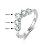 Anillos de boda de moissanita de 5 piedras, banda de media eternidad de corte brillante redondo, anillo de boda de diamante de laboratorio de plata 925 de 3mm para mujeres y hombres 24 Anillos de boda de moissanita de 5 piedras, banda de media eternidad de corte brillante redondo, anillo de boda de diamante de laboratorio de plata 925 de 3mm para mujeres y hombres 24