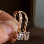 pendientes de gancho minimalistas con colgante redondo de circonia cúbica para mujer, accesorios simples y elegantes para las orejas, joyería de moda diaria para fiesta 4
