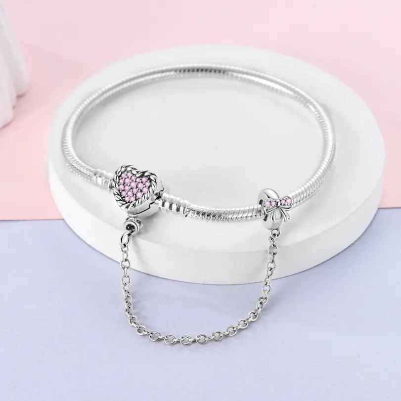 Pulseras de cuentas con cierre de cadena de serpiente Original de plata 925, dijes, joyería DIY para mujer 4