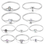 Pulsera de plata 925, pulseras originales, circonita colorida, corazón, flor, gato, cadena de serpiente para dijes DIY, regalos de joyería de lujo de 17-20CM 1