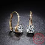 Pendientes de Aro de Oro de 18K con Moissanita de 2 Quilates y Diamantes de Laboratorio de 8mm para Mujer, Joyería Original de Plata 925, Huggies 1
