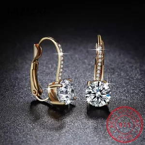 Pendientes de Aro de Oro de 18K con Moissanita de 2 Quilates y Diamantes de Laboratorio de 8mm para Mujer, Joyería Original de Plata 925, Huggies 1
