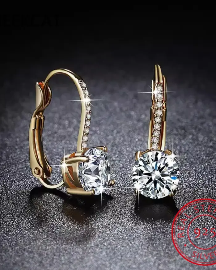 Pendientes de Aro de Oro de 18K con Moissanita de 2 Quilates y Diamantes de Laboratorio de 8mm para Mujer, Joyería Original de Plata 925, Huggies 1