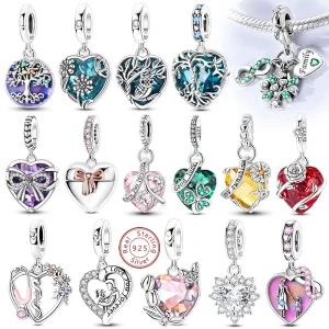 Abalorios originales de Plata de Ley 925 con forma de corazón y amor, colgante de cuentas compatible con Pulsera Original, collar, dijes DIY, regalo de joyería para hombre y mujer 1
