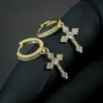 elegante flecha pendientes colgantes en forma de cruz para mujeres/hombres deslumbrante cristal Zirconia Hiphop fiesta mujer/hombre pendientes de moda 2