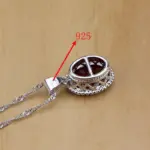 Conjunto de joyas de plata 925 Natural para mujer, pendientes, colgante, collar, anillo, pulseras, piedra natal roja, T055 6