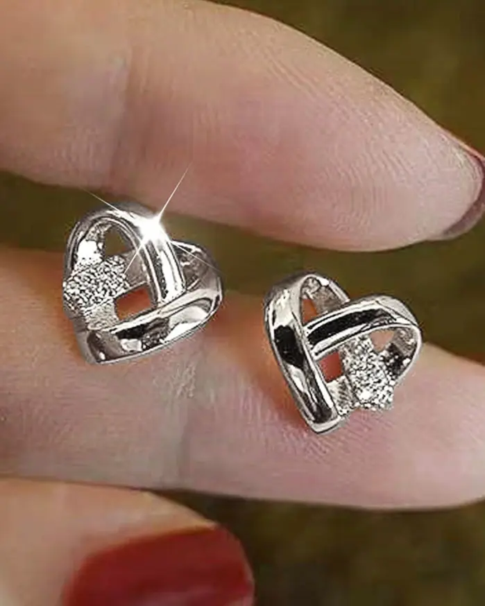 Pendientes de amor eternidad para mujer, Piercing para oreja, Color plateado/dorado, pendientes de corazón a la moda, joyería de boda elegante 2