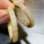 pendientes circulares brillantes para mujer, aretes de aro de circonia cúbica ostentosos, Color plateado/dorado, joyería femenina moderna 2