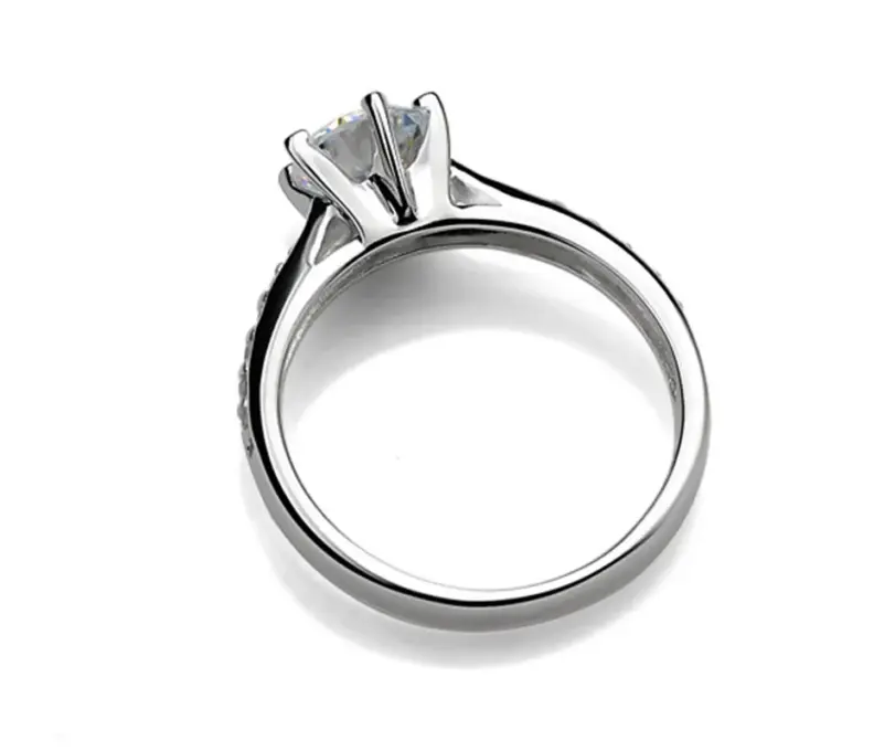 Anillo clásico de Plata de Ley 925 de lujo para mujer, joyería de seis garras, anillo de diamante simple de 70 quilates, anillo de mujer de imitación de diamante 5