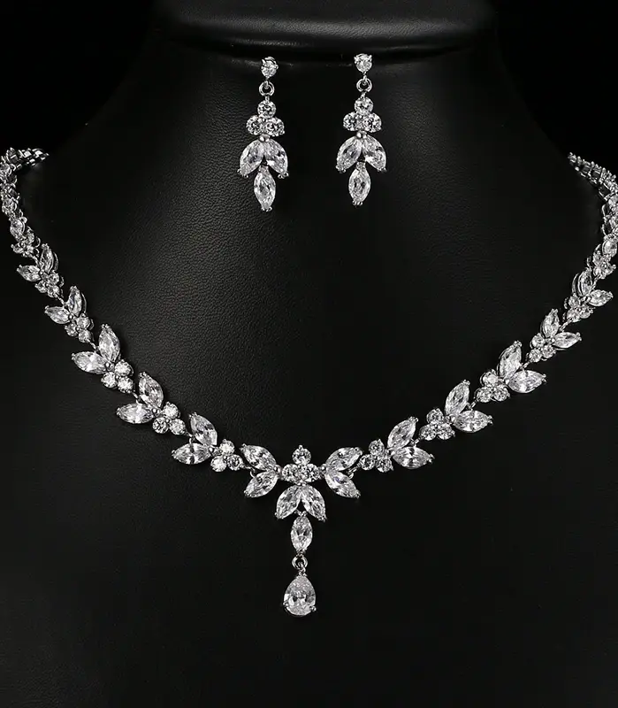 Emmaya-exquisitos conjuntos de joyas para mujer, accesorios de fiesta de boda, pendientes y collar de circonita cúbica, regalo 1