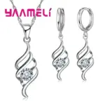Juegos de joyas para mujer, dijes de Plata de Ley 925, colgante de Color, collar, pendiente de aro, Collares clásicos de moda, regalo de boda 1