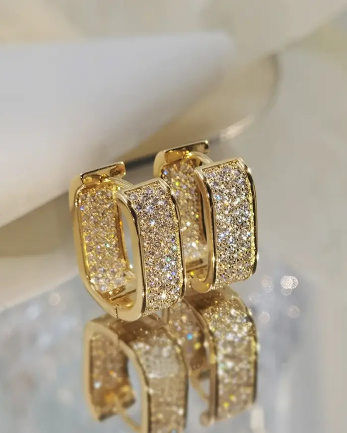 pendientes de aro ostentosos de circonia cúbica para mujer, aretes de lujo de Color dorado/plateado, joyería para mujer, envío directo 2