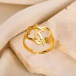 Anillos de corazón de acero inoxidable para mujer, anillo ajustable de corazón chapado en oro con circonita, accesorios para fiesta de boda, regalo de joyería 2023 6