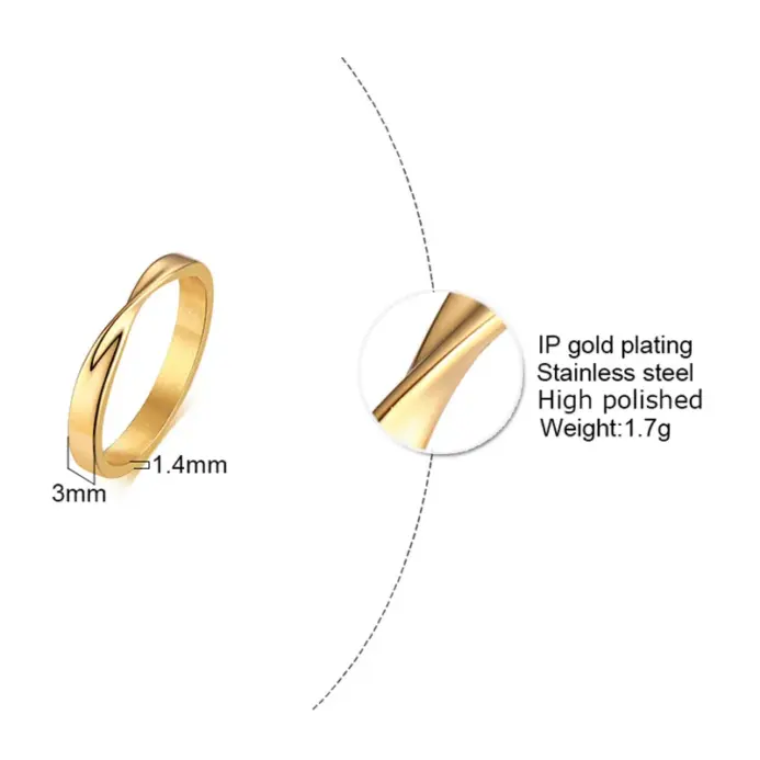 Anillo Mobius fino de 3mm para mujer, anillo de boda Mobius giratorio de acero inoxidable, Gitfs de amor infinito 2