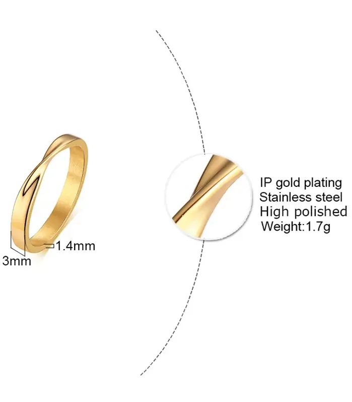 Anillo Mobius fino de 3mm para mujer, anillo de boda Mobius giratorio de acero inoxidable, Gitfs de amor infinito 2