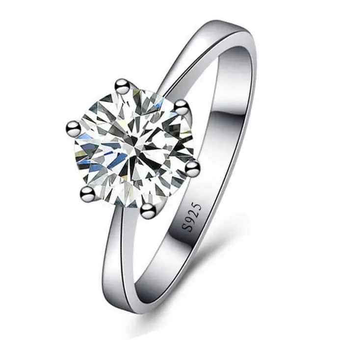 Anillos de boda finos para hombres y mujeres, regalo de plata de ley S925, cristal austriaco, anillo de propuesta de compromiso, joyería Bague Femme 1